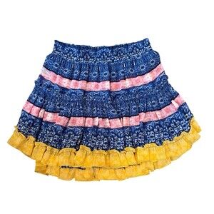 Misa Los Angeles Marion Tiered Mini Skirt Mixed Tile Print Sz XS